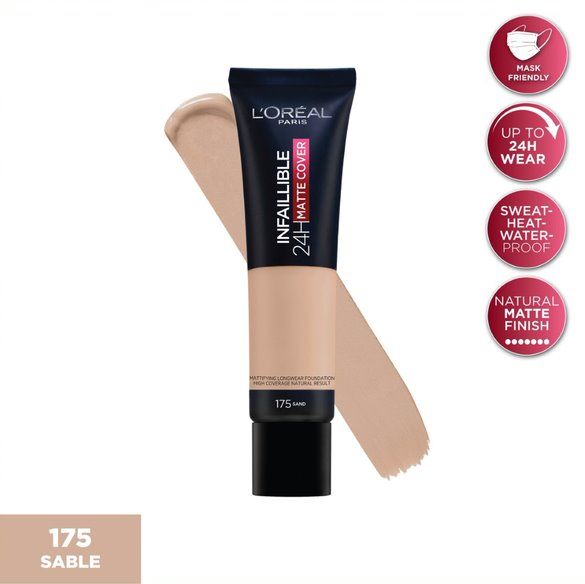 L'Oreal Paris, Infaillible 24H Matte Cover Foundation- 175 Sand