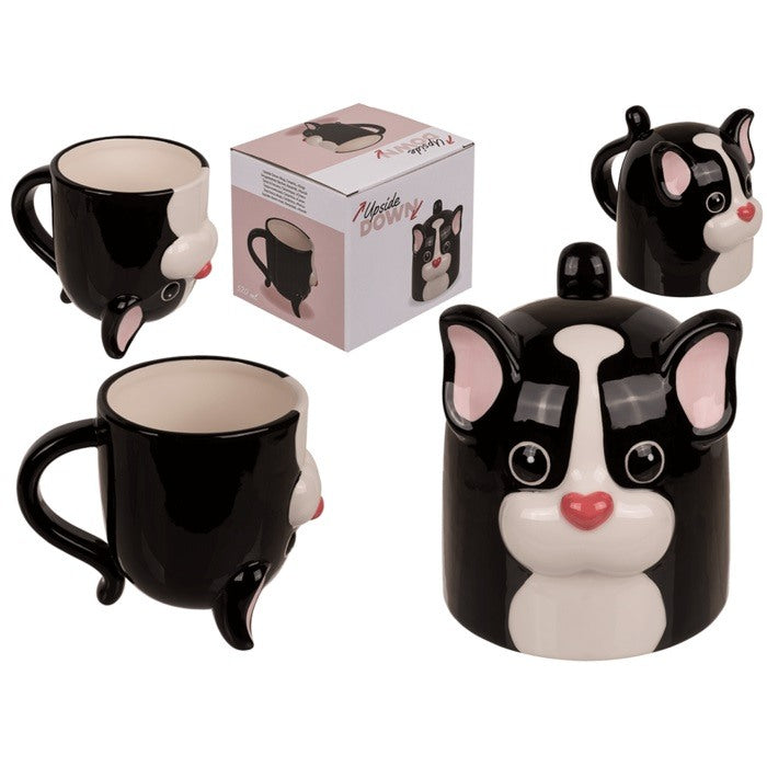 Out Of The Blue, Upside Down Mug Dog 12 X 14 Cm Dolomite 500 Ml# 78/8391 Black.