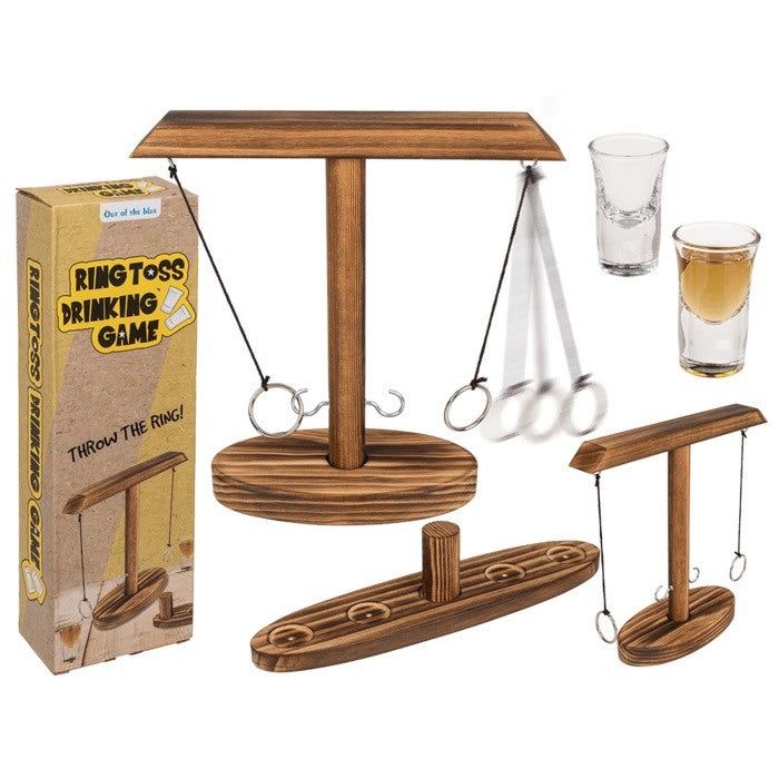 Out Of The Blue, Wooden Ring Toss Drinking Game, With 2 Shot Glasses (2 X 45 Ml), 25 Cm #79/3915.