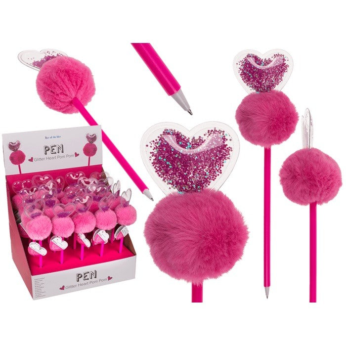 Out Of The Blue, Pen Glitter Heart Pom Pom 25 Cm Ink Color: Black #29/2738.