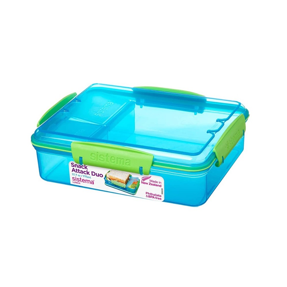 Sistema, SIS Lunch Box Snack Attack Duo Assorted 975ML (Blue), 41482BLU
