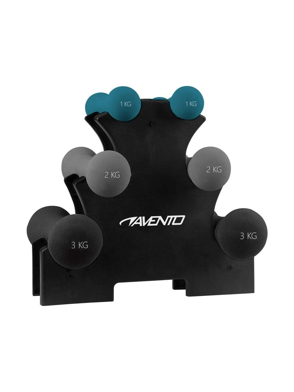 AVENTO 3 PAIRS HAND WEIGHTS + RACK BONE