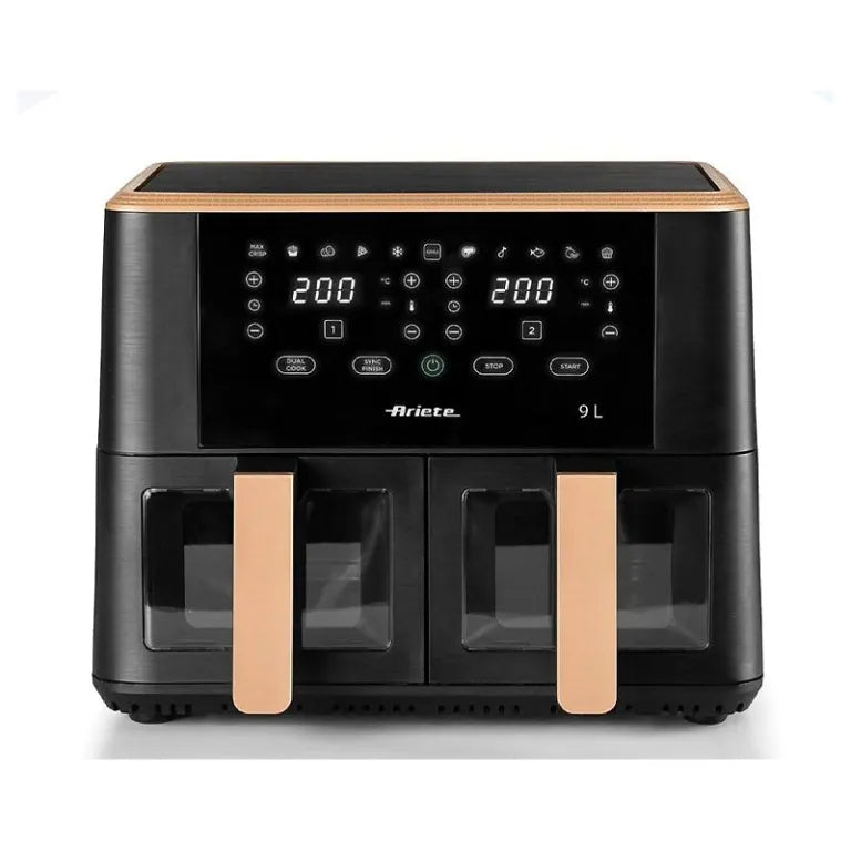 Ariete, Dual Air Fryer 9L, 2400W, Black-Pink Gold, Window Door, 4631-01