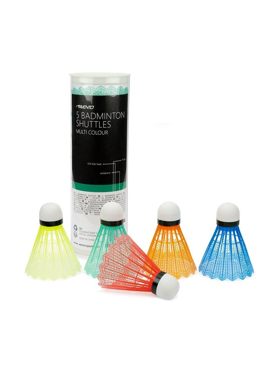 AVENTO 5 BADMINTON SHUTTLES 5 COLOURS