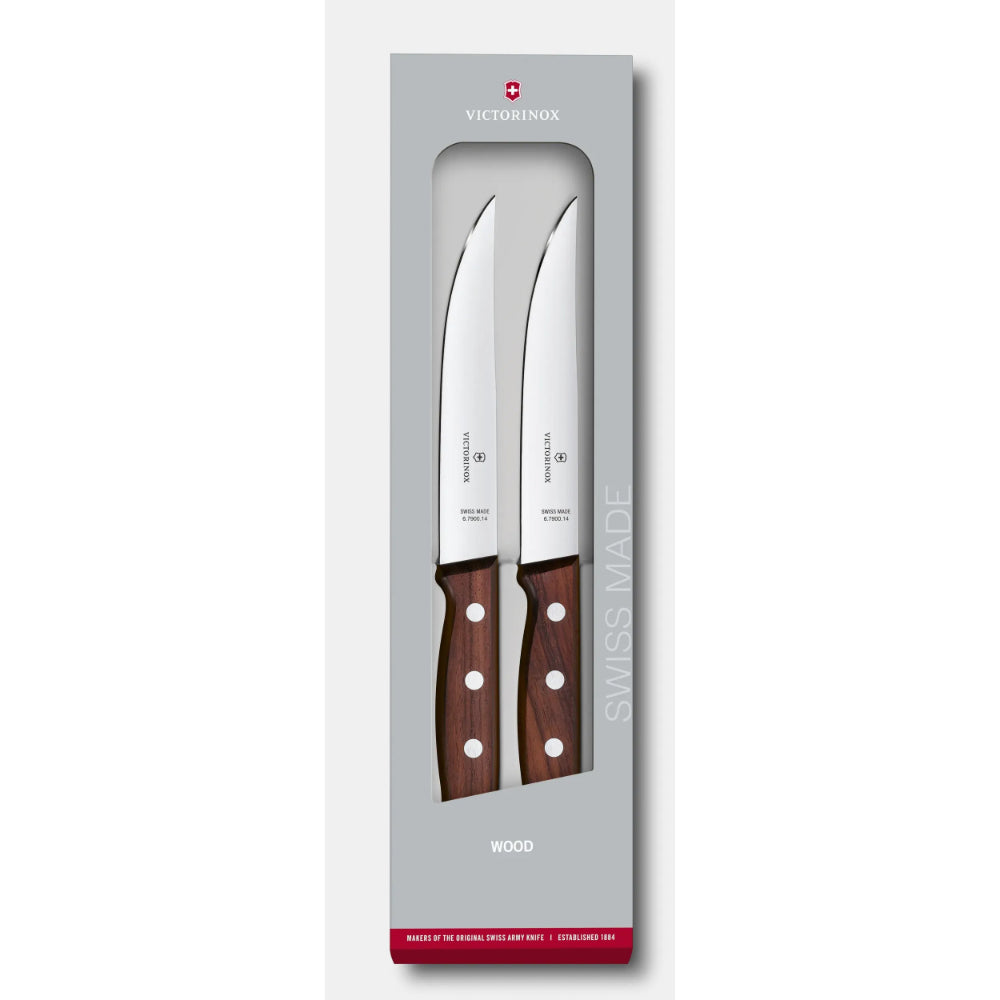 Victorinox Wood Steak Knife Set, 2 Pieces, 5.1120.2G