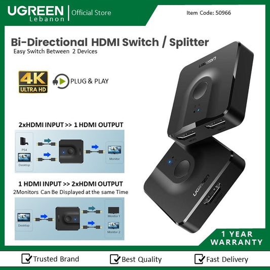 Ugreen, 4K Hdmi Bi-Directional Hdmi Switch / Splitter