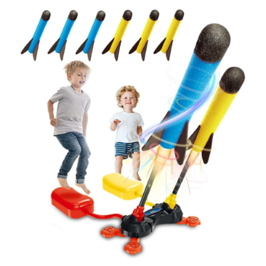 Duel Rocket Launcher Toy For Kids - Shoot Up To 100 Feet Outdoor Air Rocket Toys Gift For Boys, Girls, Kids Included 6 Foam Rockets - 1Pc5615