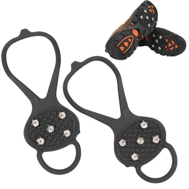 Non Slip Shoe Grips For Ice, Universal Gripper Spikes Ice Cleats Snow Grips Ice Fishing Gear Anti Slip Rubber Grips With 5 Steel Studs Crampon For Shoes And Boots