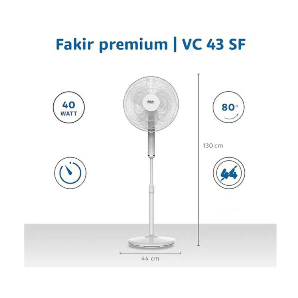 Fakir VC 43 SF Stand Fan 40W, Adjustable Stand Up To 130cm, Touch Control, 7H Timer - White, FKR-6967009