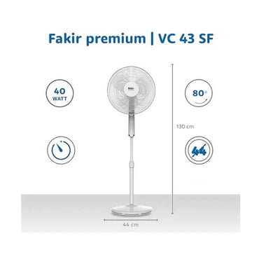 Fakir VC 43 SF Stand Fan 40W, Adjustable Stand Up To 130cm, Touch Control, 7H Timer - White, FKR-6967009