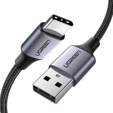 Ugreen, USB To USB-C 5V/3A Fast Cable Aluminum Braid (Black), Available in Different Sizes