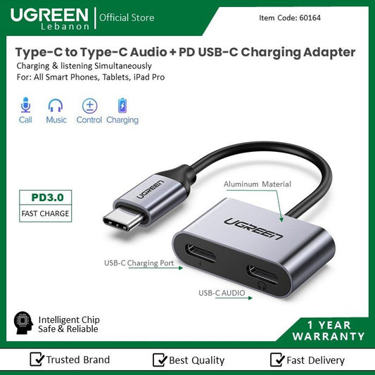Ugreen, 2-In-1 Usb C To 3.5Mm Headphone And Charger Adapter Ugreen Cm231 - 60164