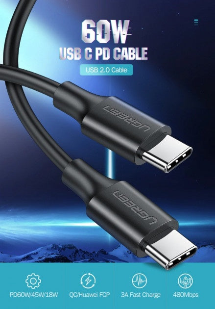 Ugreen, Usb-C To Usb-C Pd60W Fast Charge & Data Cable 3M Ugreen Us286 - 60788