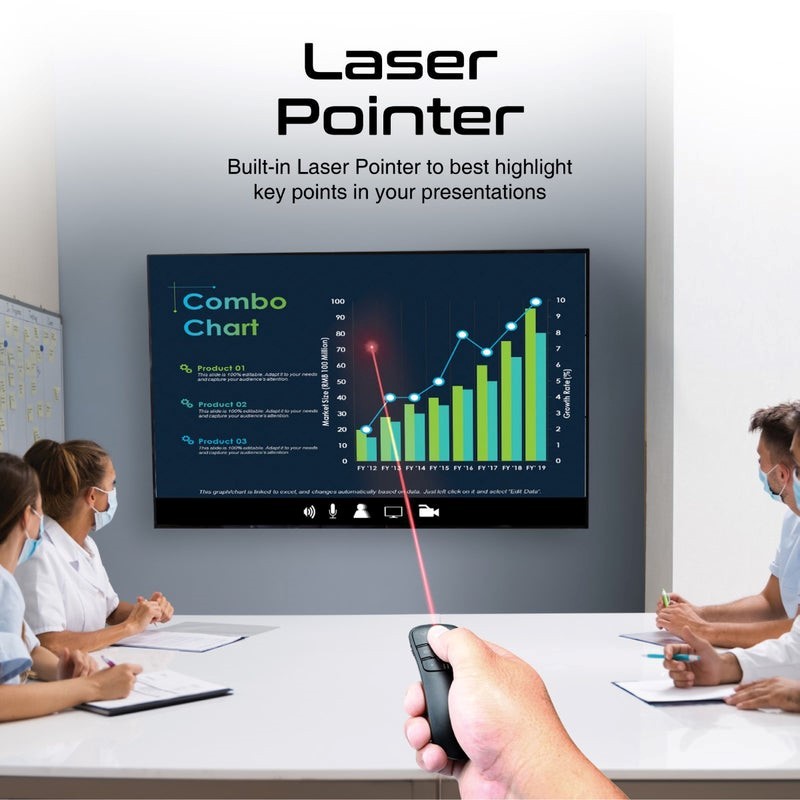 Promate, Wireless Presentation Mouse Slim #Propointer Black