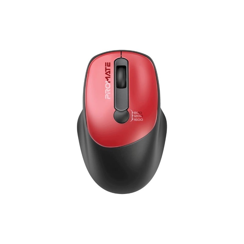 Promate, Wireless Mouse Ergonomic Ezgrip #Uniglide Red