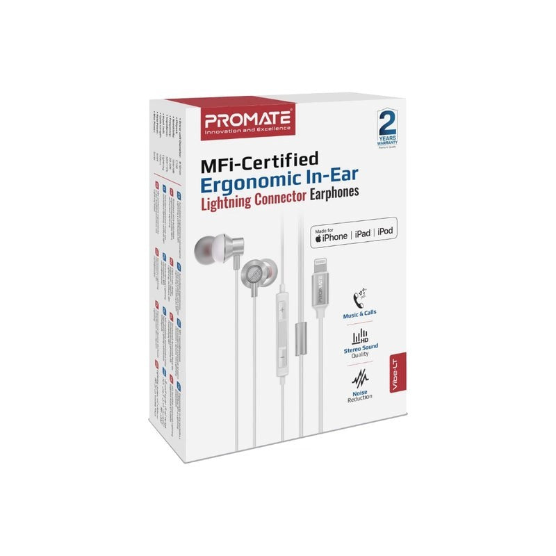 Promate, Ergonomic In-Ear Earphones Lightning Connector #Vibe-Lt, Available in Different Colors