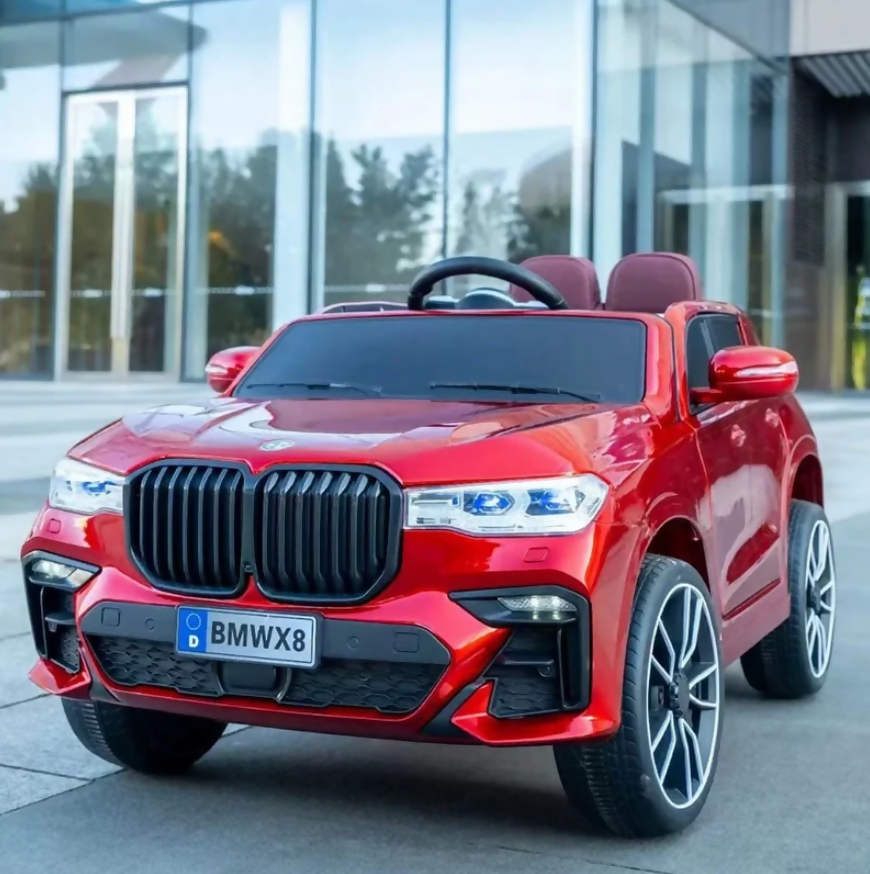 BMW X8 Kids Ride-On Car – 12V Battery, Dual Motors, Leather Seat, Rubber Tires & Remote Control (Ages 3–8)