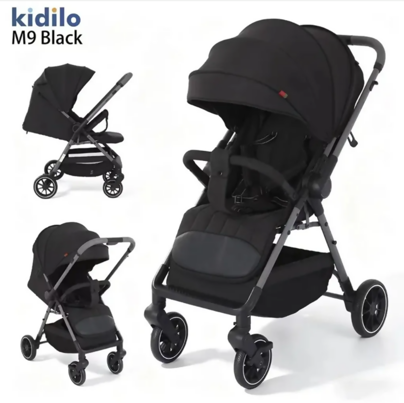 Kidilo M9 Baby Stroller – Reversible Handle, Compact Folding, 5-Point Safety Harness