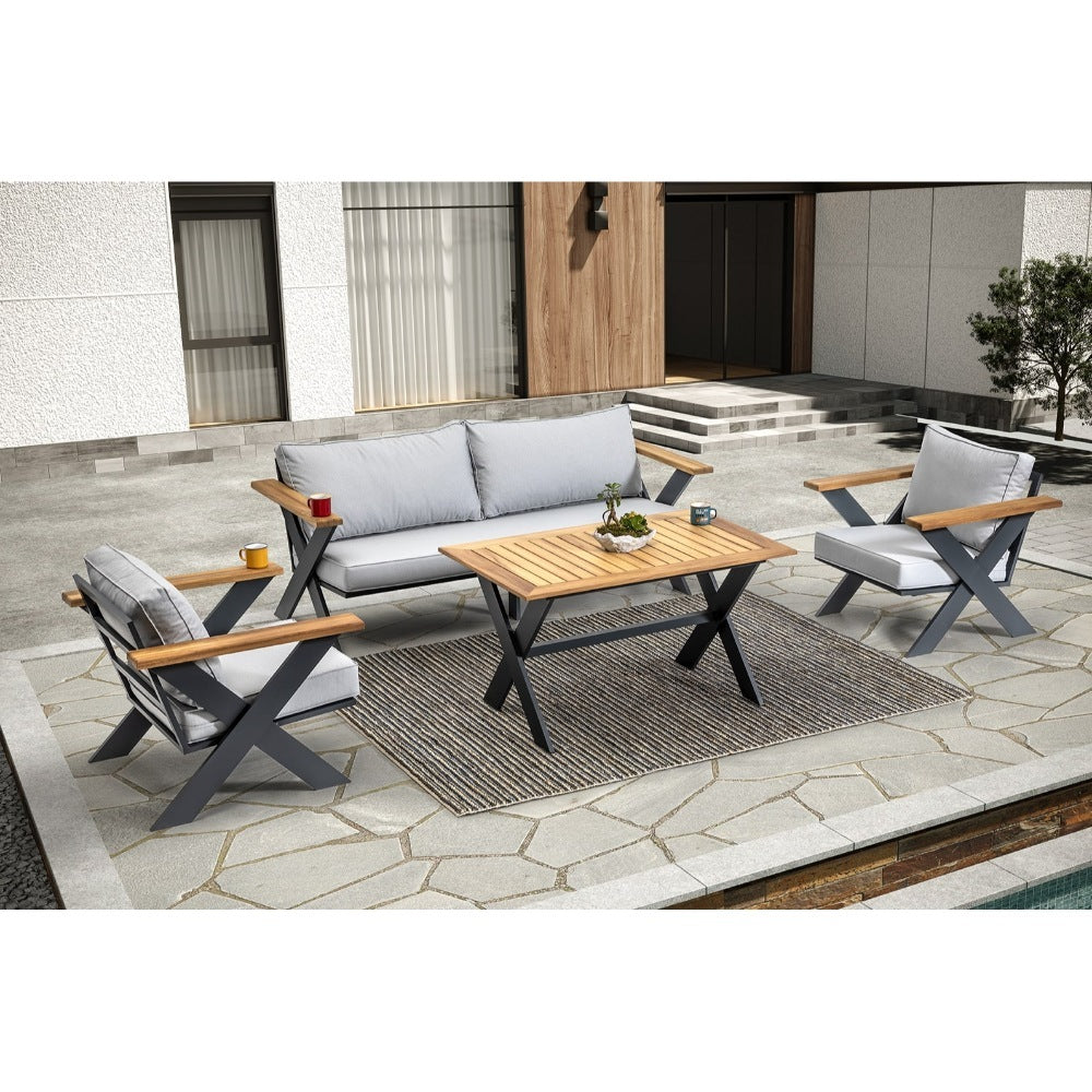 BT, Outdoor Sofa Set Bt Riva Smokey Grey 3+1+1+T