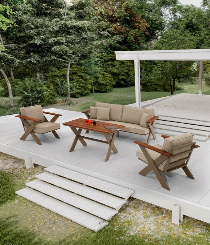 BT, Outdoor Sofa Set Bt Riva Cappuccino 3+1+1+Table