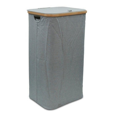 Foldable Laundry Basket With Lid And Bamboo Frame
