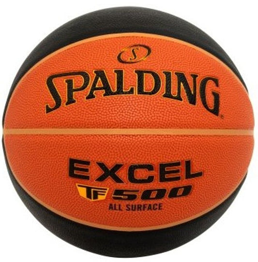 Spalding, Tf-500 Excel Black/Orange All Surface Indoor Outdoor Basketball - Size 7