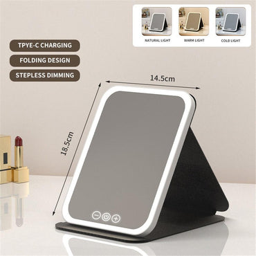 Folding Makeup Mirror – High Definition Mirror with Tri-Color LED Lighting & Touch Control, 806A
