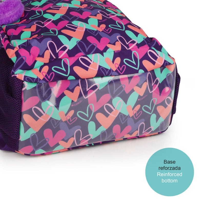 Gabol, School Backpack 1 Parts Kokoro Hearts 31x41x16cm#237806/2026 Purple.