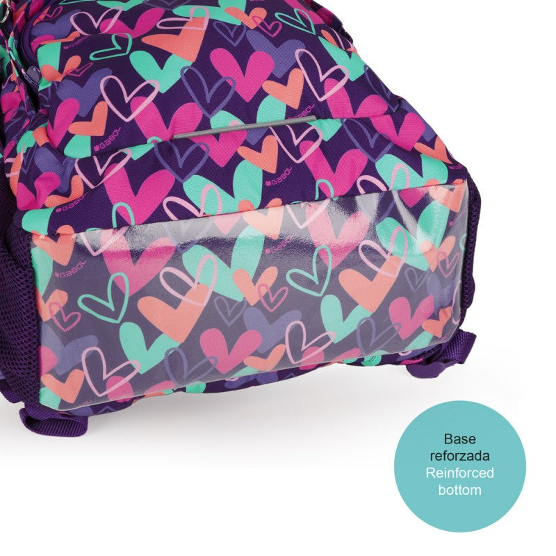 Gabol, School Backpack 3 Parts Kokoro Hearts 32x44x18cm#237840/2026 Purple.
