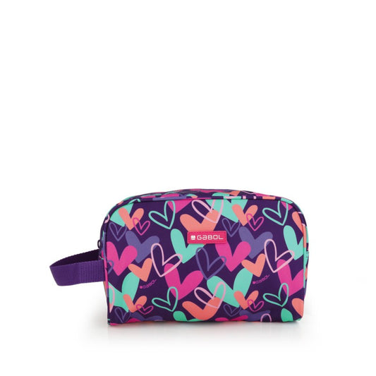 Gabol, School Cosmetic Bag Kokoro Hearts 24x15x11cm#237888/2026 Purple.