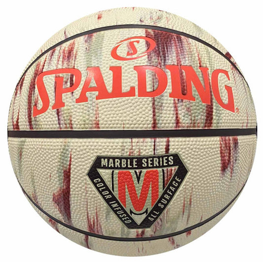 Spalding, Marble Pearl/Coffee/Scarlet Rubber Basketball - Size 5