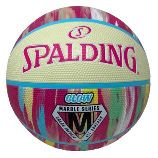 Spalding, Marble Series Glow In The Dark Pink Pastel Outdoor Basketball - Size 6