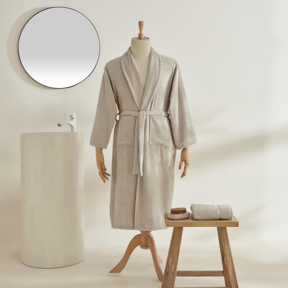 Karaca Sarah Anderson Alven Men Bathrobe Set XL-XXL - Beige, 8680214386965