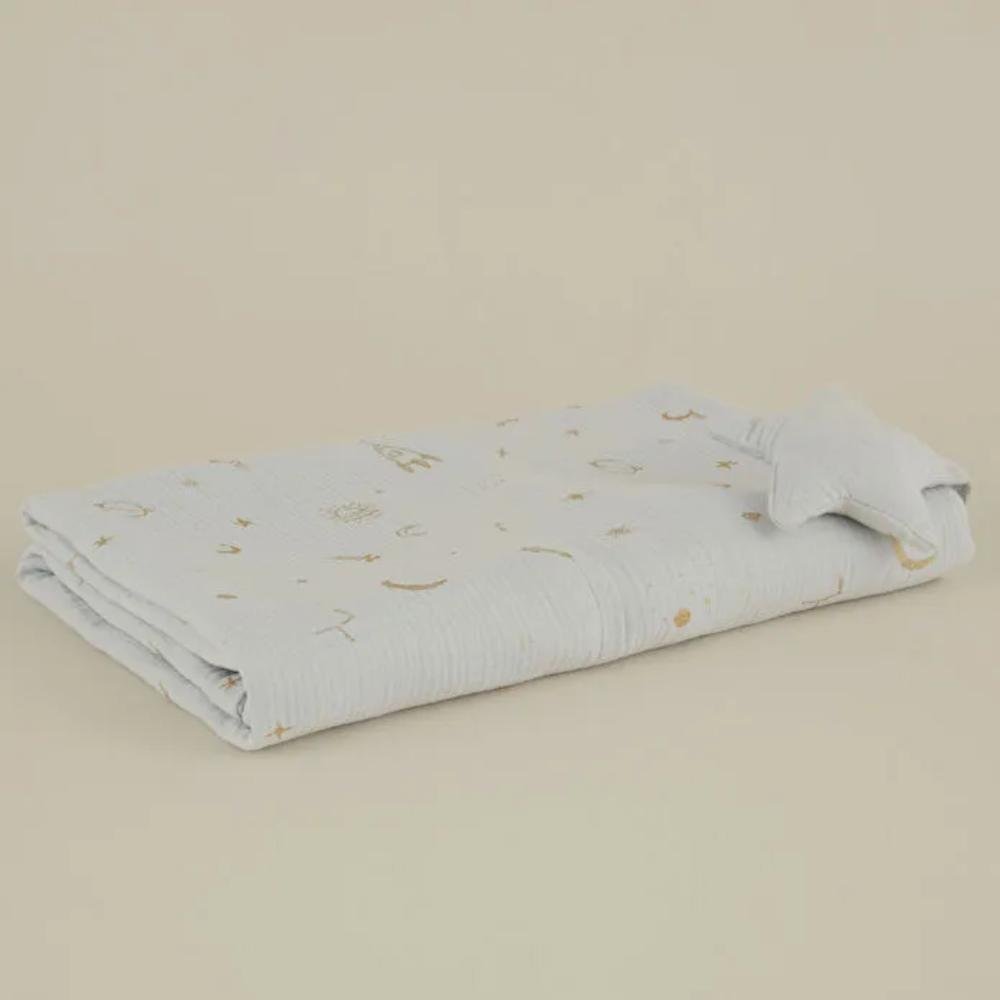 Karaca Home Starry Muslin Baby Blanket 70 ? 100 cm ? Blue, 8680214393260