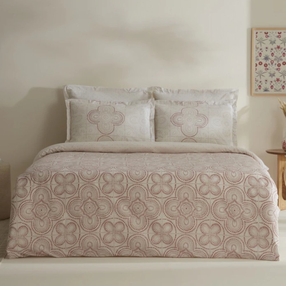 Karaca Home Anemos 100% Cotton Double Duvet Cover Set Tile, 8680214394922
