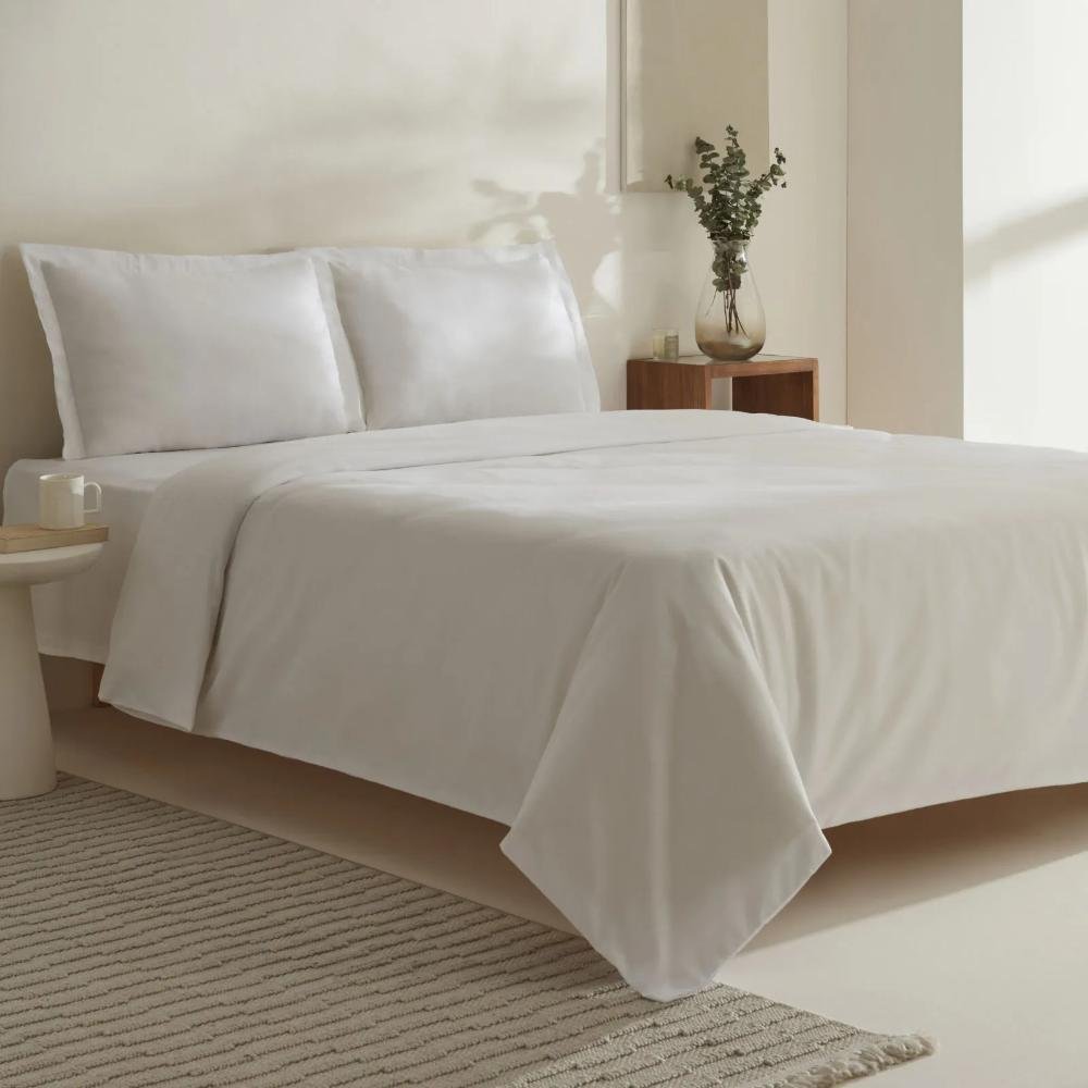 Karaca Home Jemma Cotton Satin Double Duvet Cover Set 200 × 220 cm – White, 8680214397343
