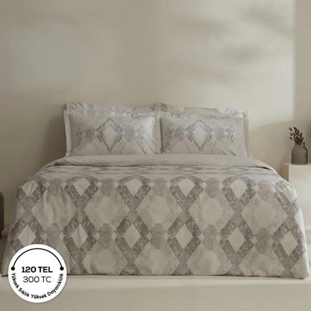 Karaca Home Chain 100% Cotton Double Satin Duvet Cover Set 200 x 220 cm, 8680214402382
