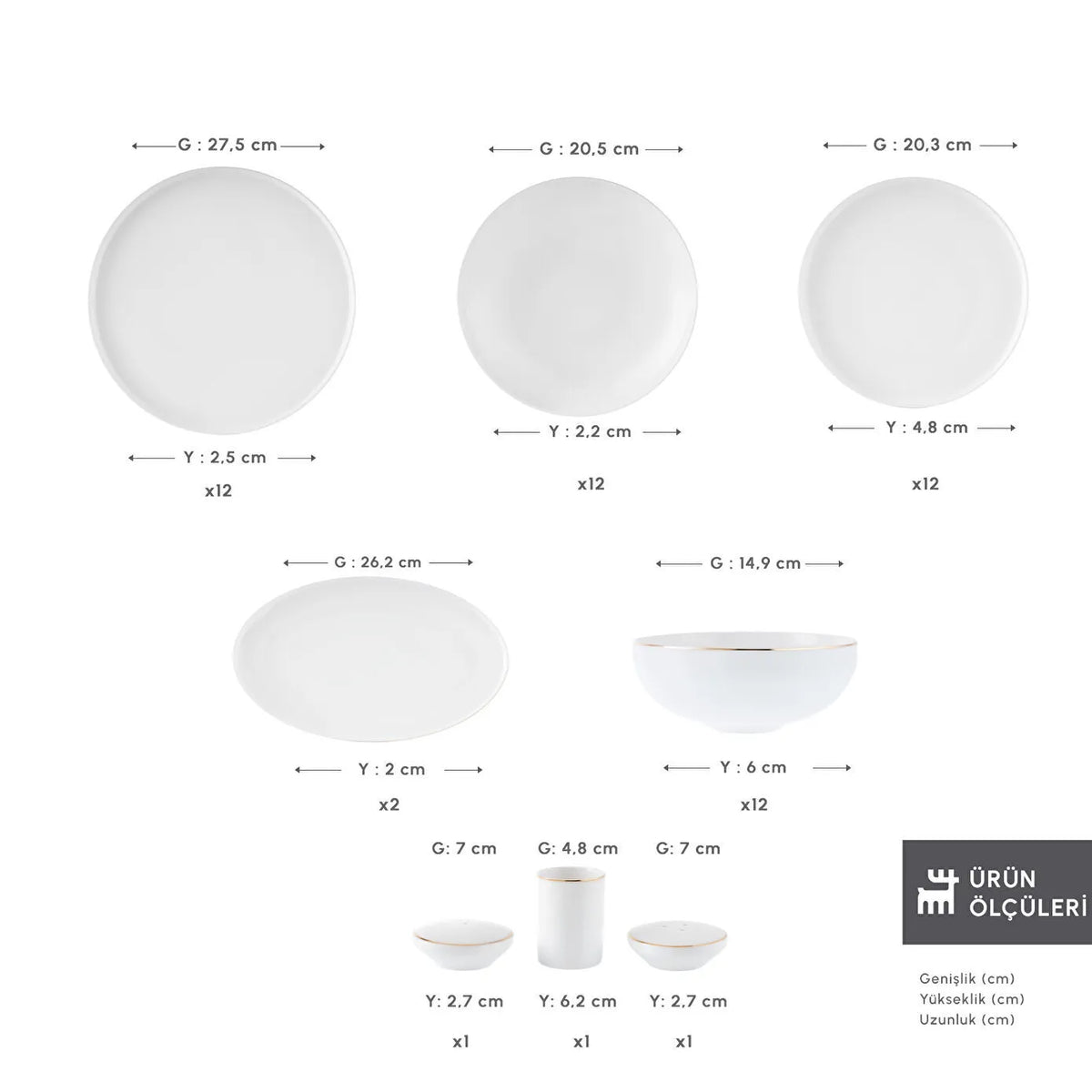 Karaca Red Carpet Collection Stream Bone Merope 53-Piece 12-Person Dinner Set Gold, 153.09.01.6831