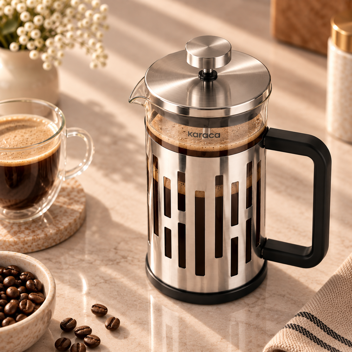 Karaca Brava Metal French Press – 600 ml, 8683650353829