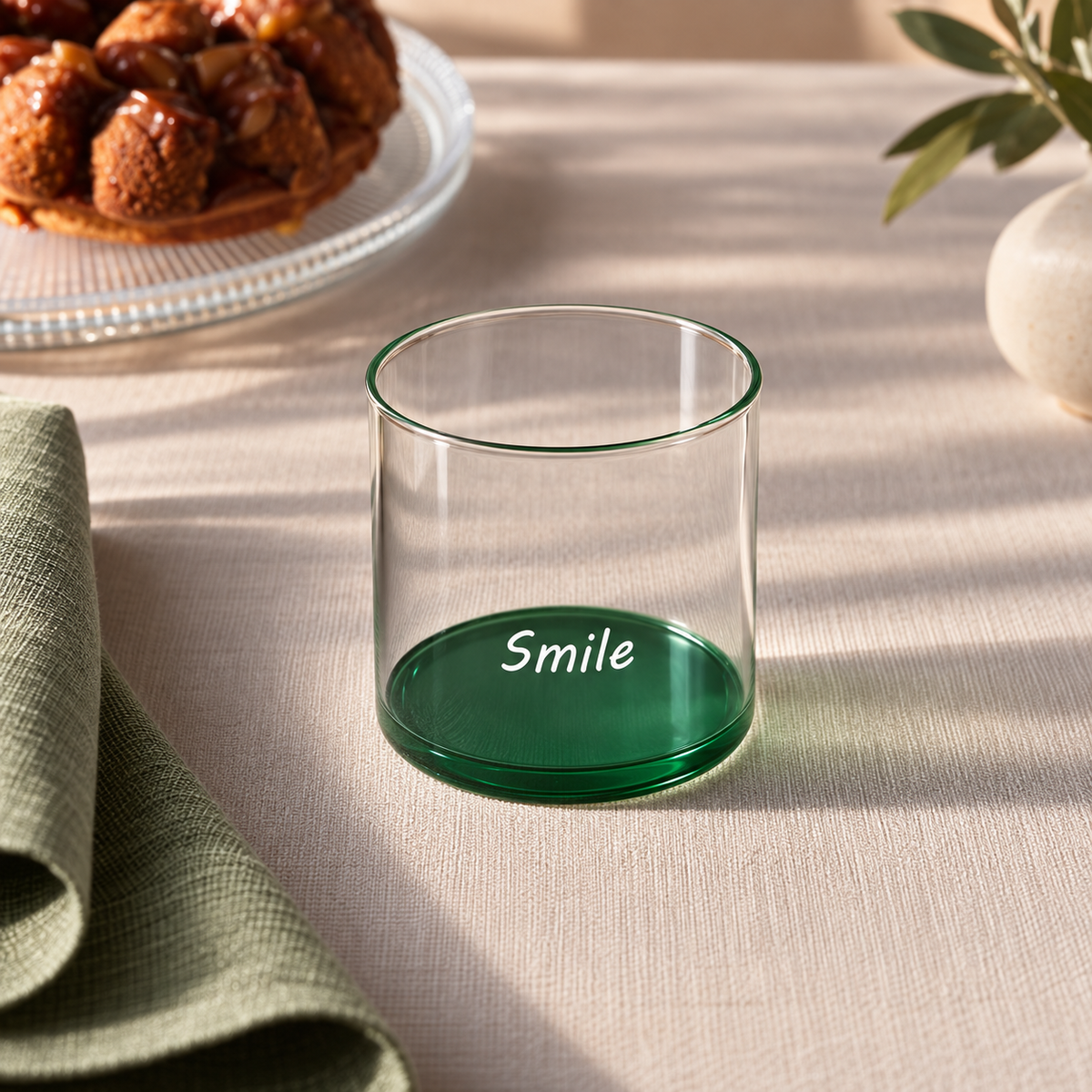 Karaca Mito “Smile” Water Glass 330 ml – Green, 8683650361084