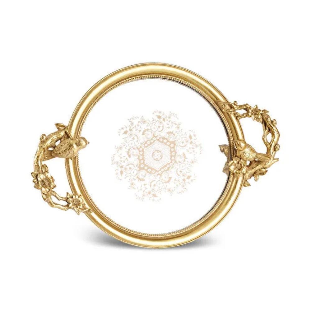 Karaca Vilma Gold Mirror Base Decorative Tray, 8683650367468