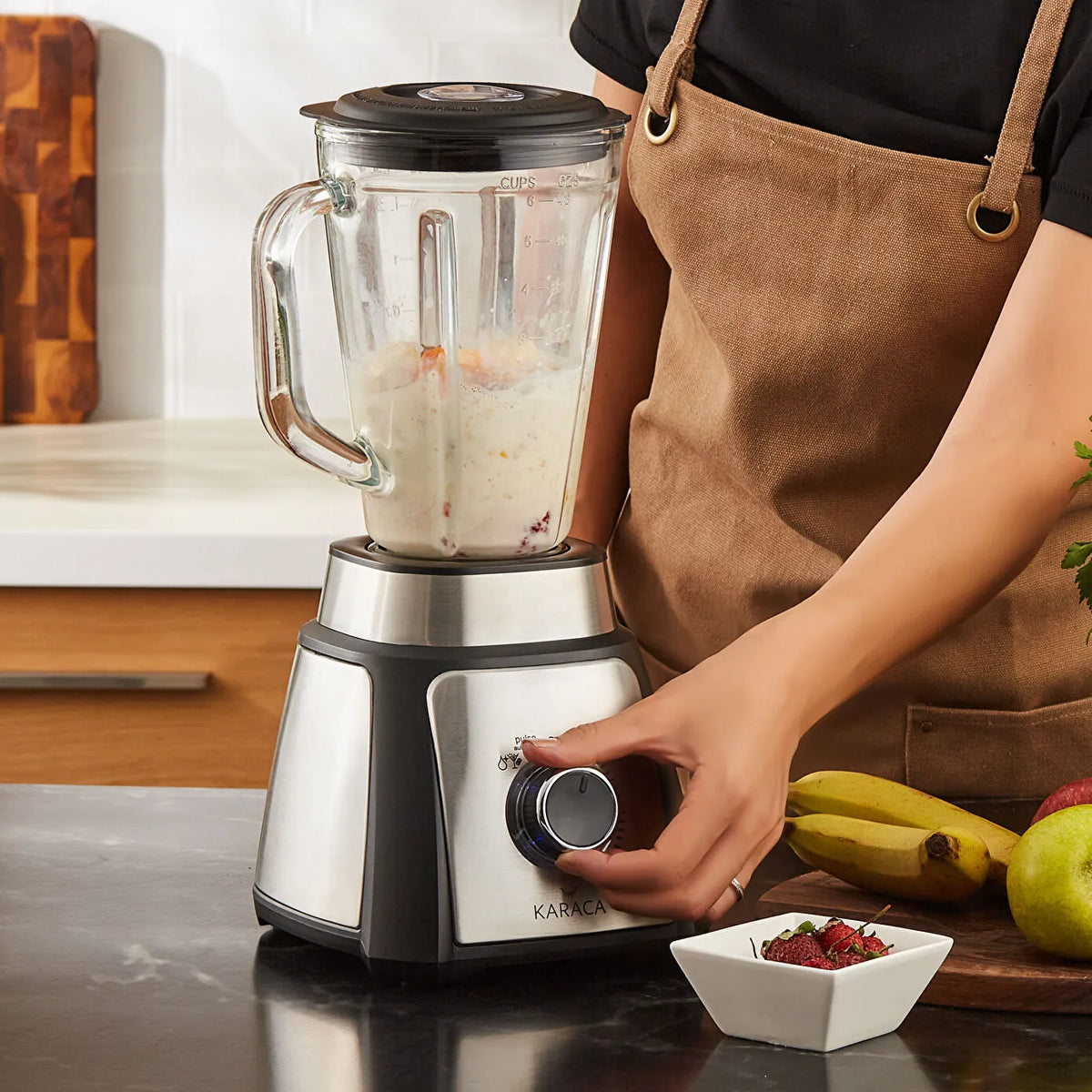 Karaca Shaker Inox Smoothie Blender 500W, 1.5L Glass Pitcher, Stainless Steel, 153.01.06.5011