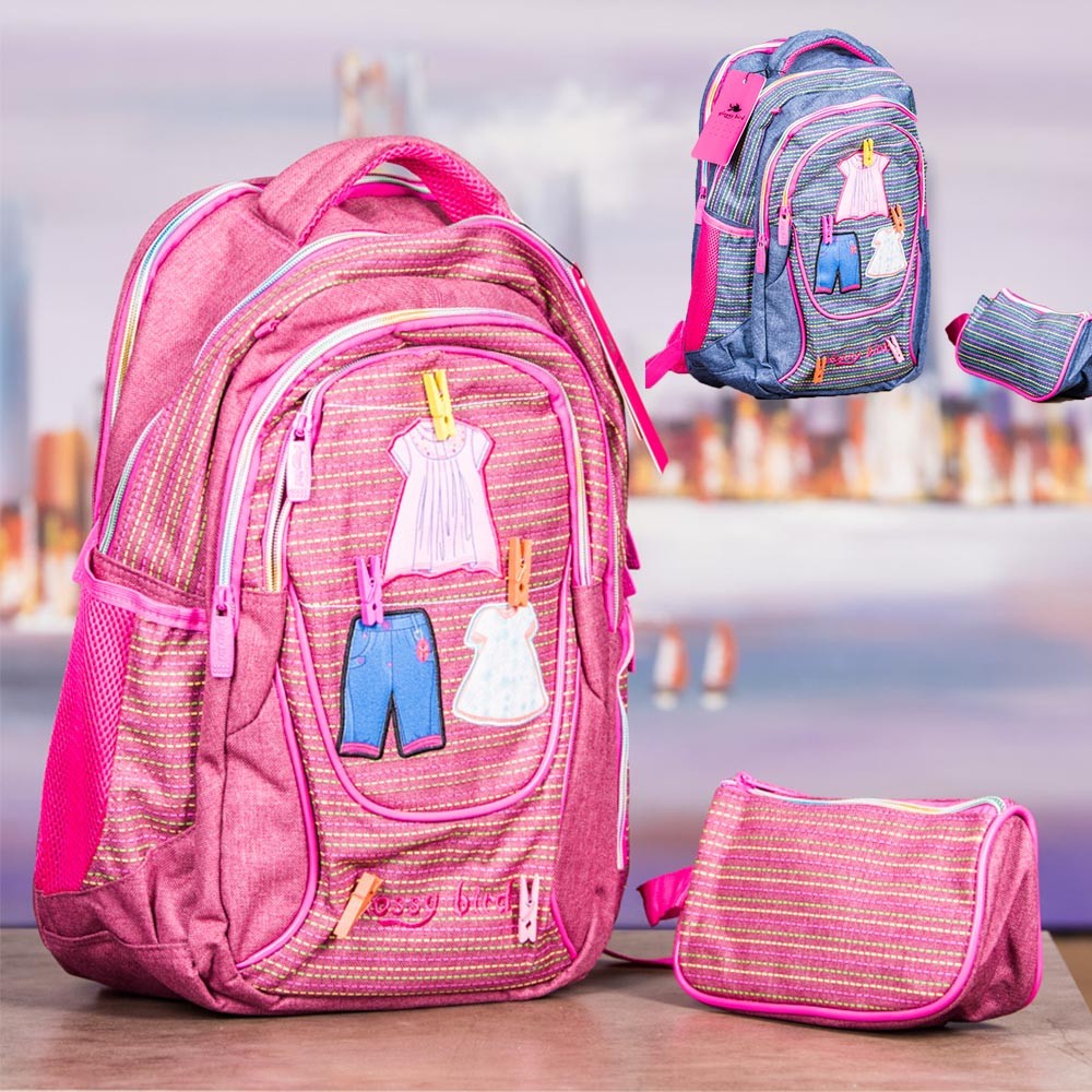 Glossy Bird, School bag Set Of 2 Pcs, Available in Different Colors