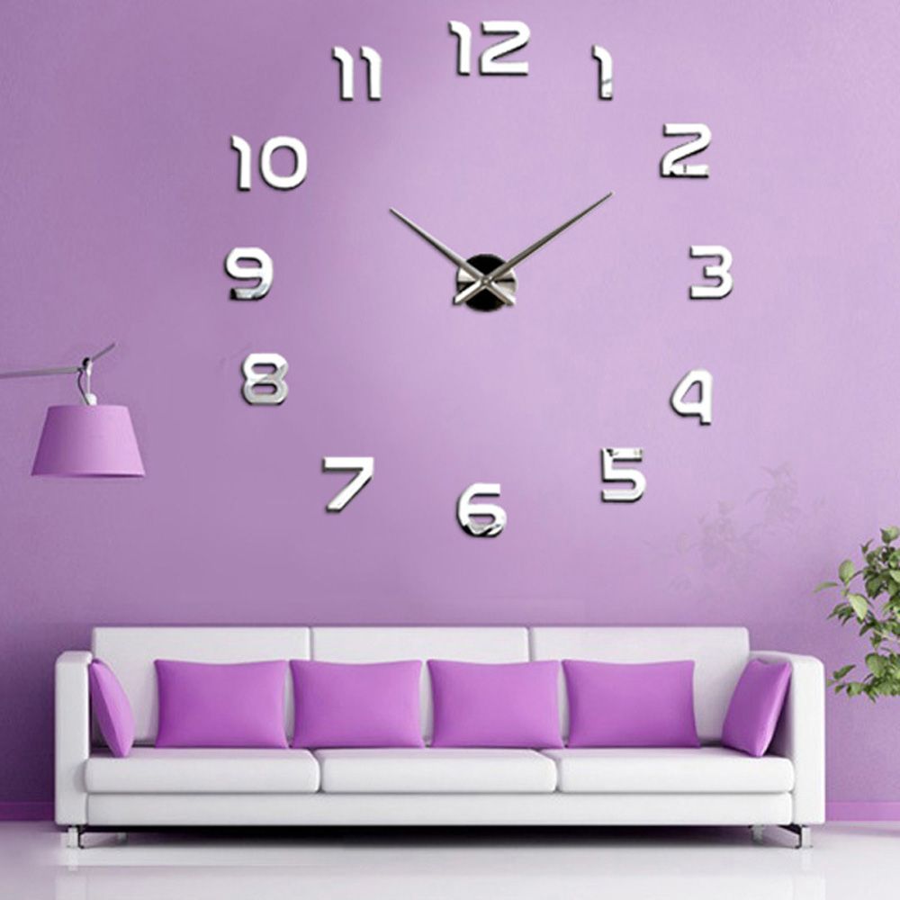 Cool Gift, DIY Wall Clock 3D Mirror, Clock Wall Stickers, Available in Different Sizes