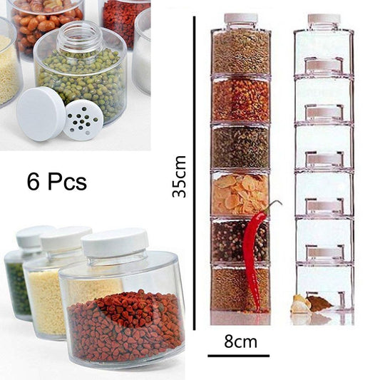 Cool Gift, Set Of 6 Pcs Spices Jar Tower