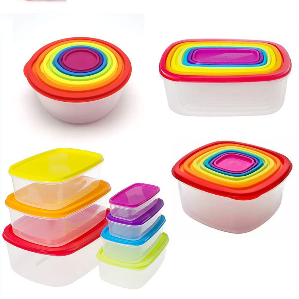 Cool Gift, 7Pcs Set, Colorful Plastic Food Storage Container, Anailable In Different Sizes