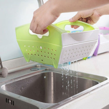 Cool Gift, Folding Kitchen Sink Colander Drainer Strainer Vegetable Fruit Basket, Available in Different Colors