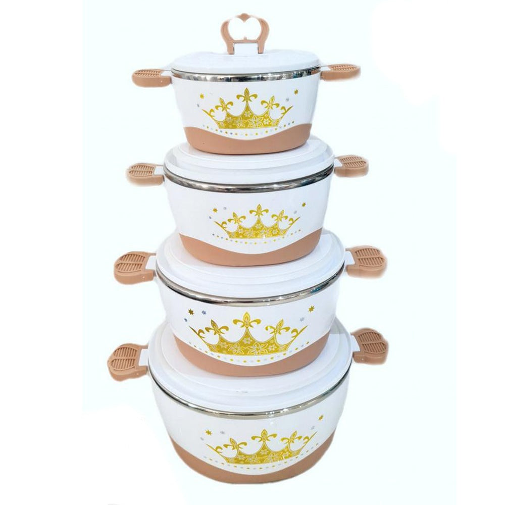 Cool Gift, Set of 4 Round Thermal Insulating Pots for Food Storage, Available in Different Colors