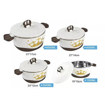 Cool Gift, Set of 4 Round Thermal Insulating Pots for Food Storage, Available in Different Colors