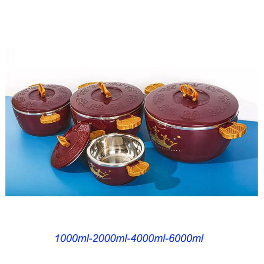 Cool Gift, Set of 4 Round Thermal Insulating Pots for Food Storage, Available in Different Colors